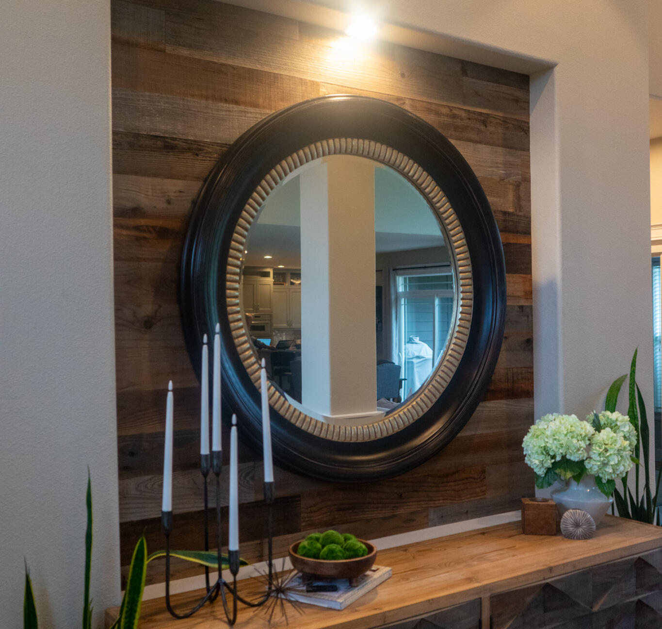 Wood Backsplash / Mirror Hanging / Drywall Repair