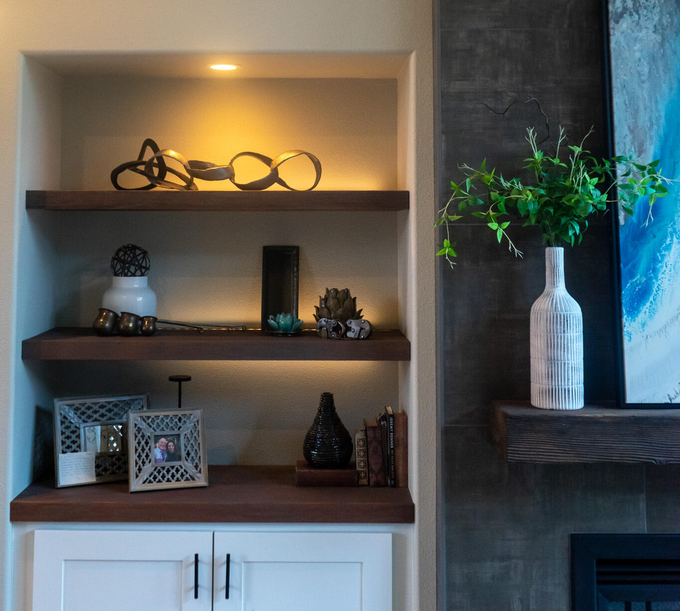 Shelves, Tile, Mantle Install